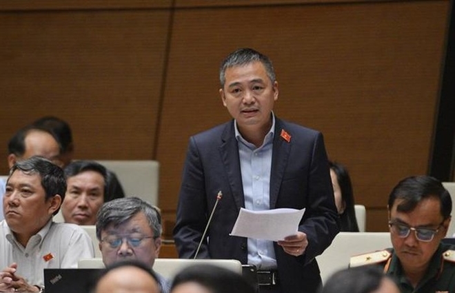 PGS.TS Nguyễn Lân Hiếu (đoàn đại biểu Quốc hội An Giang) phát biểu tại kỳ họp thứ 10, Quốc hội khóa XIV.